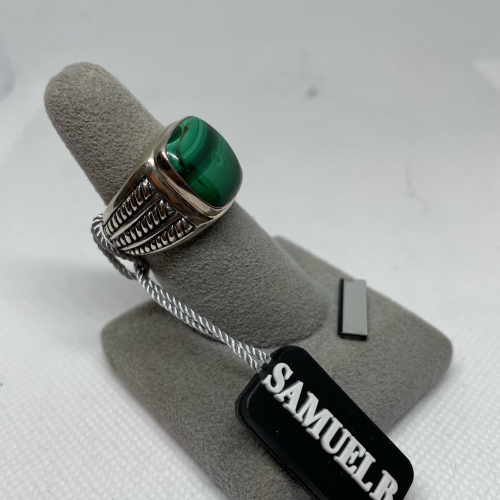Sterling Sliver Malachite Cushion Ring By Samuel.B